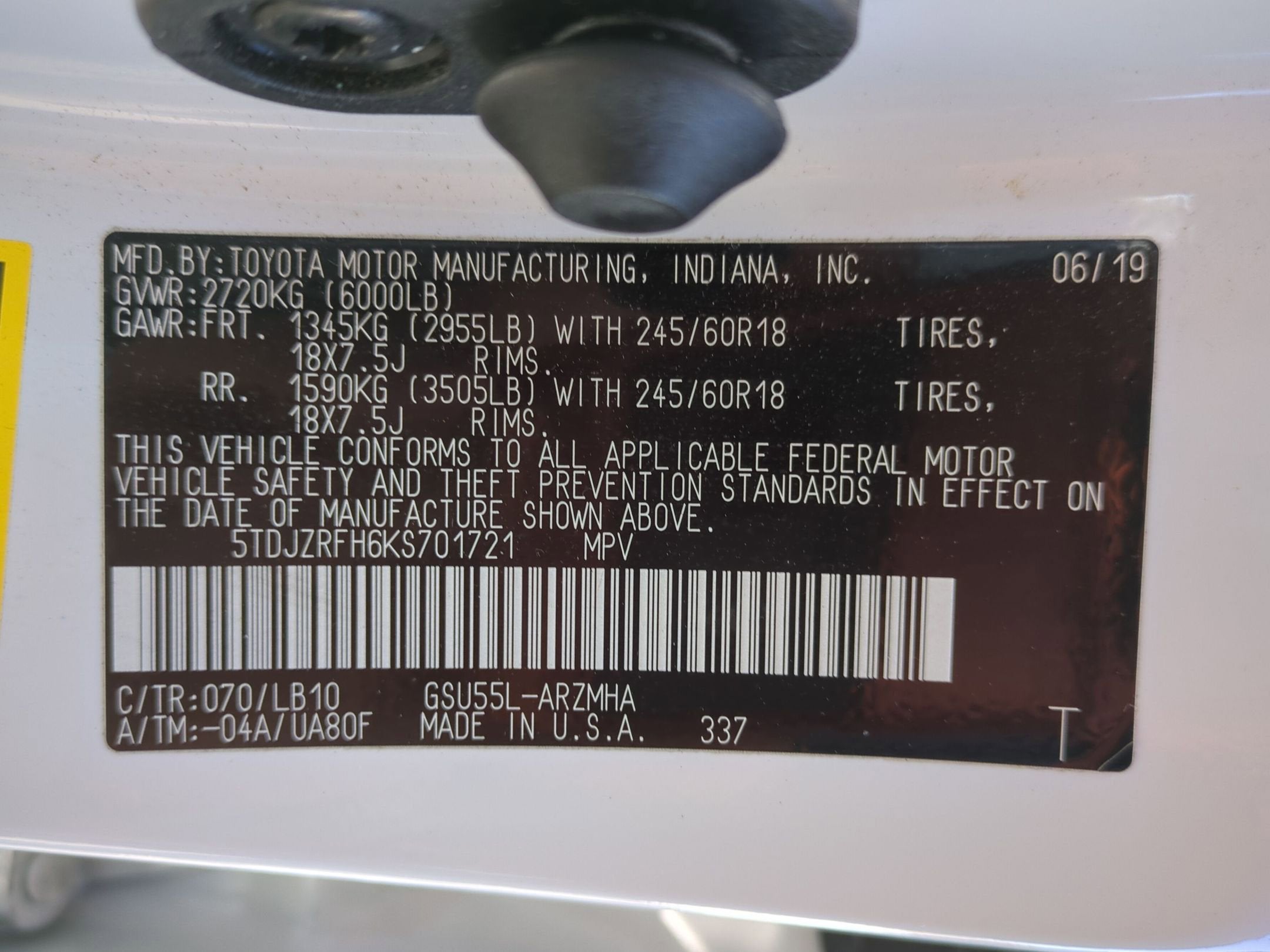 2019 Toyota Highlander Base