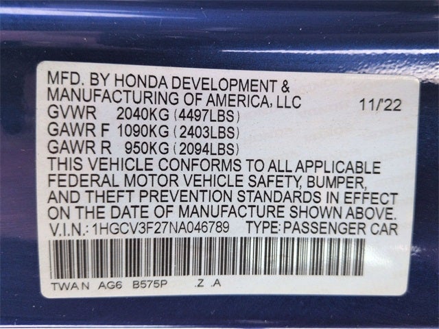 2022 Honda Accord Hybrid Sport