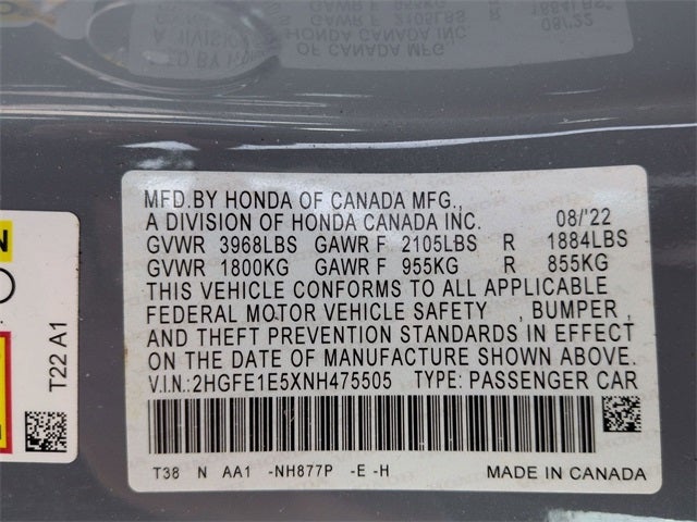 2022 Honda Civic Si 1.5L