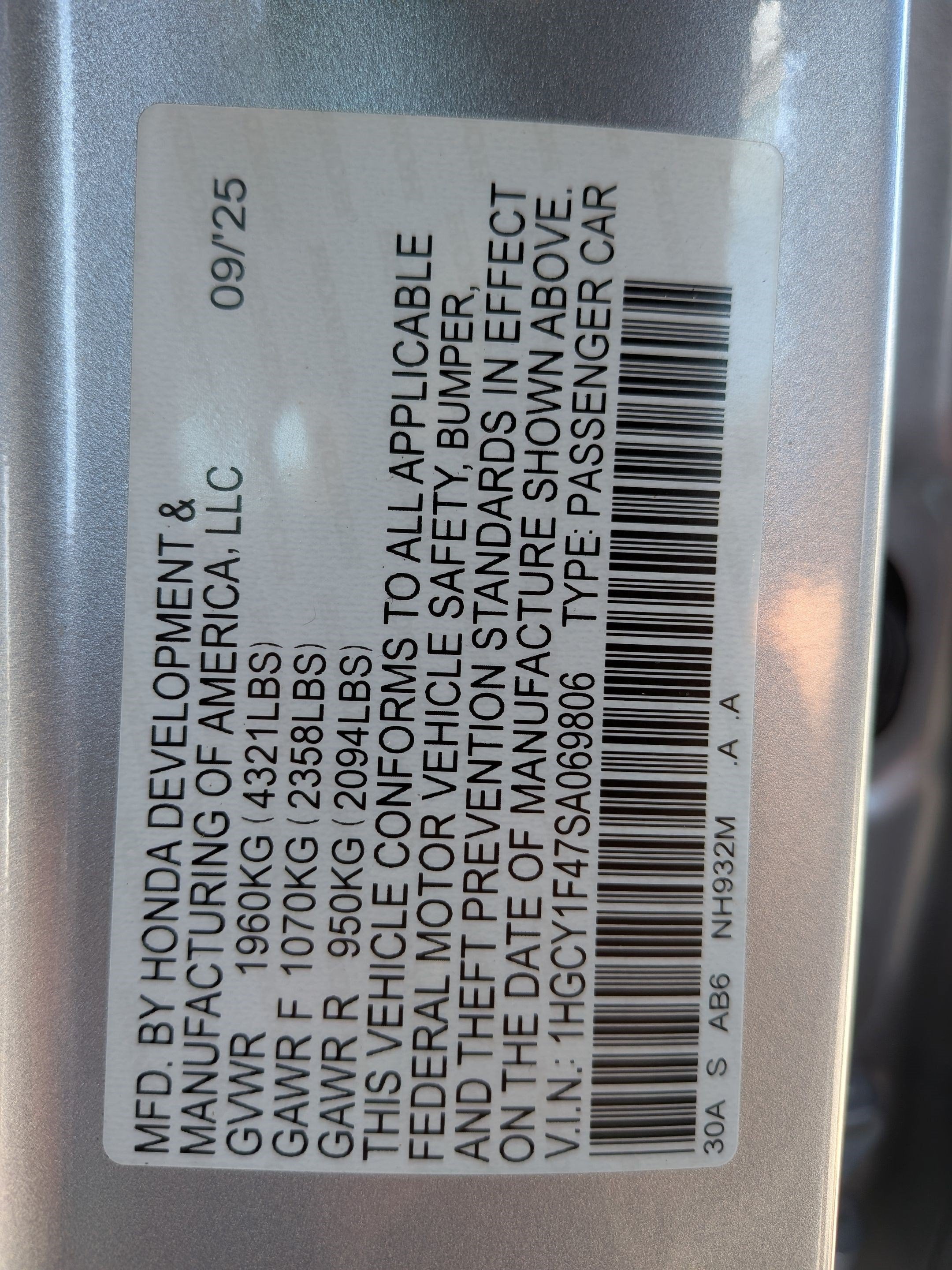2025 Honda Accord SE