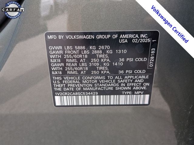 2025 Volkswagen Atlas 2.0T Peak Edition