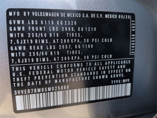 2025 Volkswagen Tiguan 2.0T SE