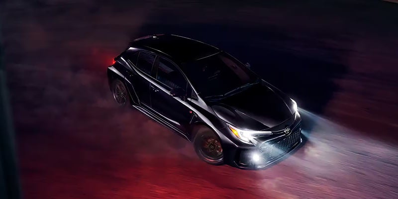 Exterior image of a Toyota GR Corolla driving