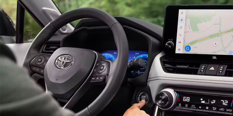 a 2024 Toyota RAV4 interior shot of the driving console