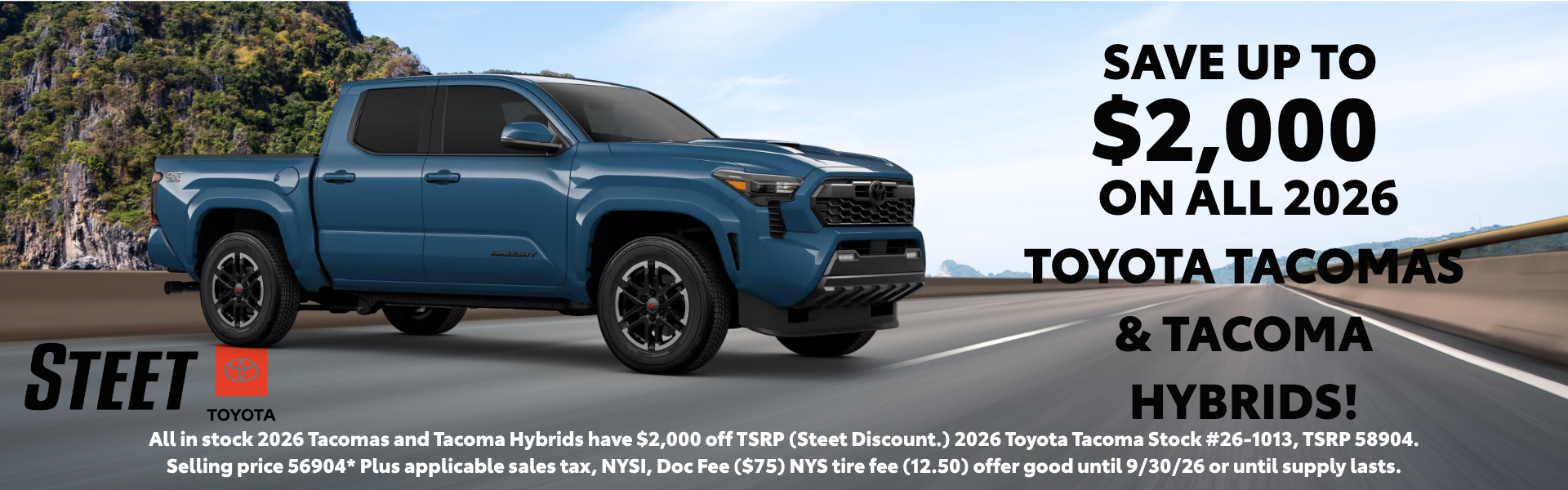 Save Up to $2,000 on All 2026 Toyota Tacoma and Hybrids