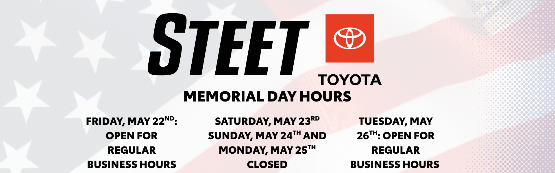 Memorial Day 2026 Hours