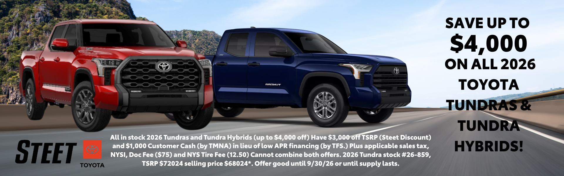 Save Up to $4,000 On All Toyota Tundras and Tundra Hybrids